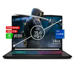 Falabella Portátil Gamer Katana Core i9 14900HX 64/1 TB SSD RTX 5070 8GB 15.6 165Hz FHD Win 11 home oferta