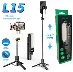 Falabella Trípode Selfie con Panel de Luz Recargable, 1.14 m, Control Remoto y Rotación Horizontal/Vertical oferta