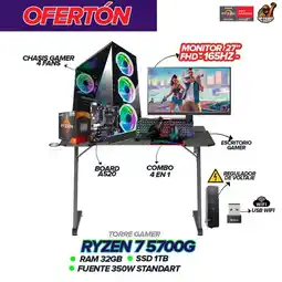 Falabella PC Gamer Ryzen 7 5700G / 32GB Ram / 1TB SSD / Monitor 27” 165Hz + Escritorio oferta