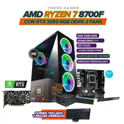 Falabella PC Gamer Ryzen 7 8700F/RTX 3050 6GB/32GB DDR5/512GB SSD oferta