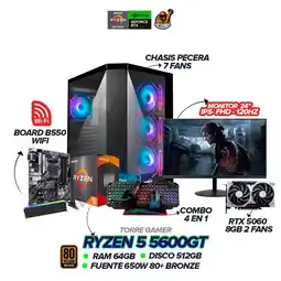 Falabella PC Gamer Ryzen 5 5600G / RTX 5060 8GB / 64GB RAM / 512GB / Monitor 24” 120Hz oferta