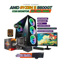 Falabella PC RYZEN 5 5600GT / RAM 24GB / 1TB SSD / BOARD A520 / MONITOR 22 / 700W 80+ oferta