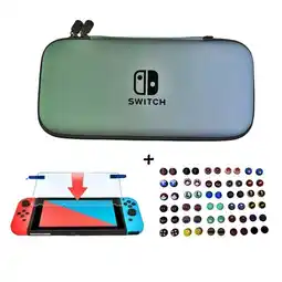 Falabella Estuche Rígido Viaje Verde - Azul + Vidrio + 2 Grips Para Switch oferta