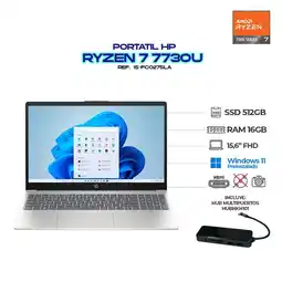 Falabella PORTÁTIL + HUB MULTIPUERTOS RYZEN 7 7730U / RAM 16 GB / SSD 512GB / 15.6” FHD oferta