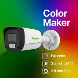 Falabella Cámara Bala Tiandy AK 2MP Color Maker IR 30m Luz Blanca H265 PoE IP67 oferta