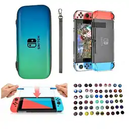 Falabella Estuche Rígido Aguamarina + Acrilico + Vidrio + 2 Grips Para Switch oferta