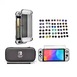 Falabella Estuche Negro + Vidrio + 2 Grips + Acrilico Para Switch Oled oferta