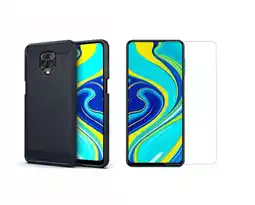 Falabella Funda Tipo Carbono + Vidrio templado P/ Xiaomi redmi note 9 Pro / 9S oferta