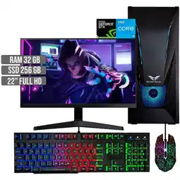 Falabella PC EQUIPO GAMER INTEL CORE I5-12400 GTX 1650 4GB SSD 256GB RAM 32GB LED 22 FHD oferta