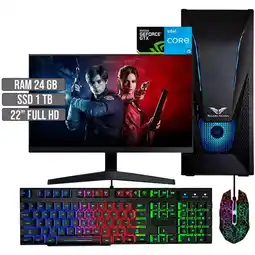 Falabella PC EQUIPO GAMER INTEL CORE I5-12400 GTX 1650 4GB SSD 1TB RAM 24GB LED 22 FHD oferta