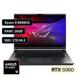 Falabella PORTATIL ROG STRIX RYZEN 9 8940HX RAM 16GB DDR5 SSD 1TB M.2 RTX 5060 8GB oferta