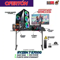 Falabella PC Gamer Ryzen 7 5700G / 16GB Ram / 512GB SSD / Monitor 27” 180Hz + Escritorio oferta