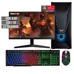 Falabella PC EQUIPO COMPUTADOR GAMER AMD RYZEN 5 5600G SSD 1TB RAM 8GB LED 22 FHD oferta
