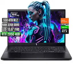 Falabella Portátil Gamer Nitro V 15 Ryzen 5 RTX 2050 32GB RAM 4TB SSD oferta