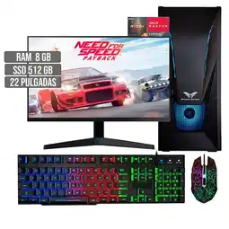 Falabella PC EQUIPO COMPUTADOR GAMER AMD RYZEN 5 5600G SSD 512GB RAM 8GB LED 22 FHD oferta