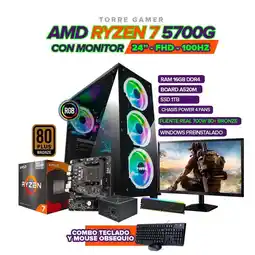 Falabella PC Gamer Ryzen 7 5700G / RAM 16GB / SSD 1TB / A520 / 700W BRZ / Monitor 24 FHD oferta
