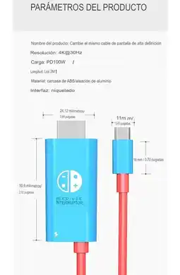 Falabella Cable Usb Tipo C A Hdmi Pd 100w Para Nintendo Switch 2m Azul oferta