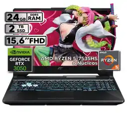 Falabella PORTÁTIL GAMER RYZEN 5 7535HS 24GB RAM 2TB SSD RTX 3050 4GB 15,6 FHD BLACK oferta