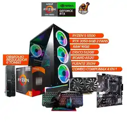 Falabella PC Gamer Ryzen 5 5500 RTX 3050 6GB 16GB RAM 512GB + OBSEQUIO Regulador 6 tomas oferta