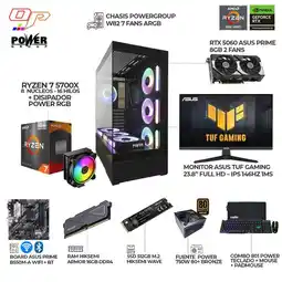 Falabella PC GAMER RYZEN 7 5700X - RTX 5060 8GB + MONITOR ASUS TUF 24 146HZ - RAM 16GB SSD 512GB - B550 WIFI oferta