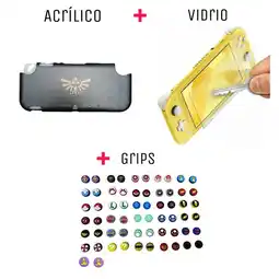 Falabella Protector Rigido Símbolo + Vidrio + 2 Grips Para Switch Lite oferta