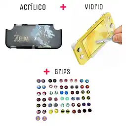 Falabella Protector Rigido Caballo + Vidrio + 2 Grips Para Switch Lite oferta