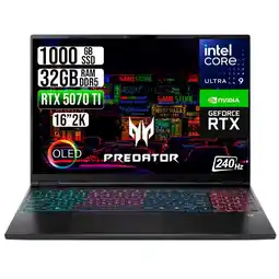 Falabella PORTATIL PREDATOR ULTRA 9 275HX RTX 5070 TI 12GB RAM 32GB SSD 1TB 16 OLED 240HZ oferta