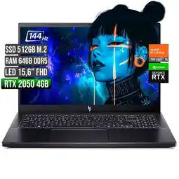 Falabella NITRO AMD RYZEN 5-7535HS RTX 2050 4GB SSD 512GB RAM 64GB LED 15,6 FHD 144Hz oferta