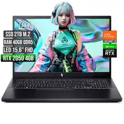 Falabella NITRO AMD RYZEN 5-7535HS RTX 2050 4GB SSD 2TB RAM 40GB LED 15,6 FHD 144Hz oferta
