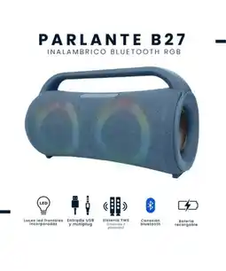 Falabella Parlante Bluetooth B27 Inalámbrico con Luces RGB USB Radio FM Azul oferta