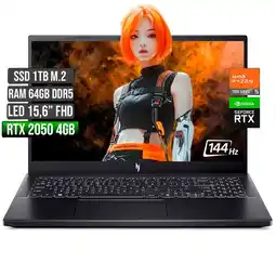 Falabella NITRO AMD RYZEN 5-7535HS RTX 2050 4GB SSD 1TB RAM 64GB LED 15,6 FHD 144Hz oferta
