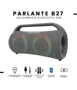Falabella Parlante Bluetooth B27 Inalámbrico con Luces RGB USB Radio FM Negro oferta
