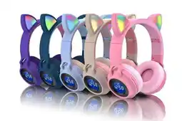 Falabella Audífonos Inalámbricos Gato LCD LED Bluetooth Cat Ear Morado oferta