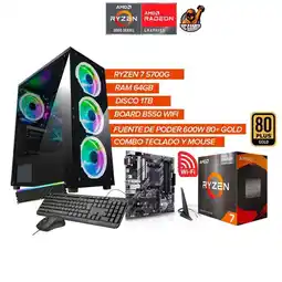 Falabella PC GAMER RYZEN 7 5700G/ 64GB RAM / 1TB / BOARD B550 WIFI / FUENTE 600W 80+ GOLD oferta