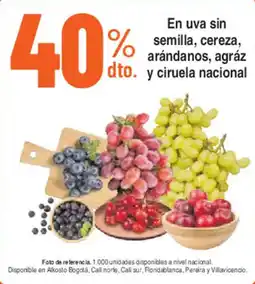 Alkosto En uva sin semilla, cereza, arándanos, agráz dto. y ciruela nacional oferta
