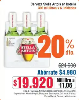 Alkosto Cerveza Stella Artois en botella oferta