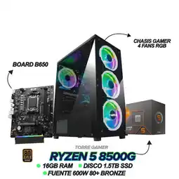 Falabella PC Gamer Ryzen 5 8500G RAM 16GB DDR5 SSD 1.5TB Board A620 Fuente 500W BRZ RGB oferta