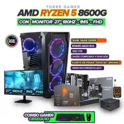 Falabella PC Gamer Ryzen 5 8600G/RAM 16GB/SSD 1TB/A620M/650W BRZ + MONITOR 27'' 180HZ oferta