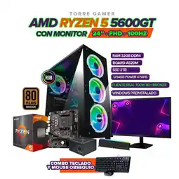 Falabella PC RYZEN 5 5600GT / RAM 32GB / 2TB SSD / BOARD A520 / MONITOR 24 / 700W 80+ oferta