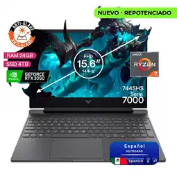 Falabella Portátil Gamer Victus AMD Ryzen 7 RAM 24GB SSD 4TB RTX 3050 6GB 144Hz oferta