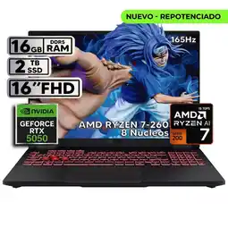 Falabella TUF A16 RYZEN 7 260 - RTX 5050 8GB GDDR7 - 16GB RAM - 2TB SSD - 16 FHD oferta