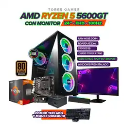 Falabella PC RYZEN 5 5600GT / RAM 40GB / 512GB SSD / BOARD A520 / MONITOR 24 / 700W 80+ oferta