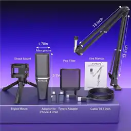 Falabella Micrófono Soporte De Brazo Condensador Usb Gamer Para Pc Para Celular Podcast Streaming oferta