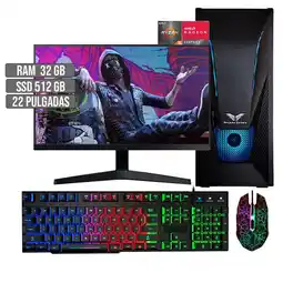 Falabella PC EQUIPO COMPUTADOR GAMER AMD RYZEN 5 5600G SSD 512GB RAM 32GB LED 22 FHD oferta