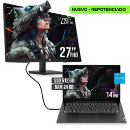 Falabella PORTATIL INTEL CORE I5 13420H SSD 512GB RAM 24GB LED 14 + MONITOR HP 27 FHD oferta
