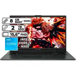 Falabella PORTÁTIL INTEL CORE I3-N305 8GB RAM 2TB SSD PANTALLA 15.6” FHD MIXED BLACK oferta