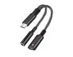 Falabella Adaptador Convertidor Jack 3.5 Carga Para iPhone Android 2 en 1 oferta