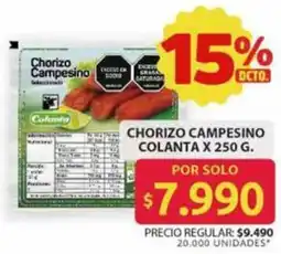 Ara Chorizo campesino colanta oferta