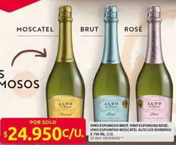 Ara Alto vino espumoso brut, vino espumoso rose, vino espumoso moscatel los romeros oferta