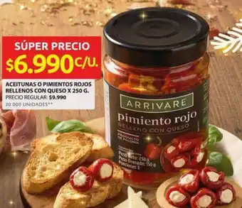 Arrivare aceitunas o pimientos rojos rellenos con queso